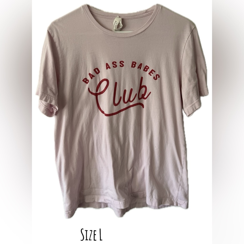 Pink Graphic Tee with Red Print